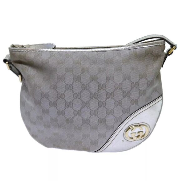 GUCCI GG Canvas Shoulder Bag Silver Auth 71301 - Picture 2 of 16